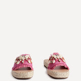 Seaside Fuchsia Raffia Embellished Sliders