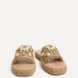 Seaside Mocha Raffia Embellished Sliders