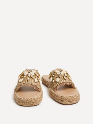 Seaside Mocha Raffia Embellished Sliders