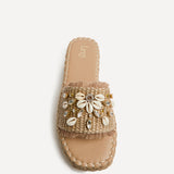 Seaside Mocha Raffia Embellished Sliders