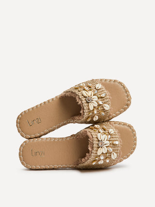 Seaside Mocha Raffia Embellished Sliders
