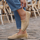 Apparel Beige Suede Leather Loafers