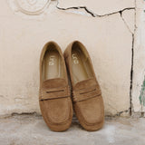 Edition Tan Faux Suede Print Penny Loafers