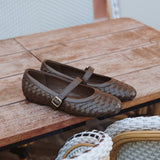 Index Brown Handwoven Mary Jane Pumps
