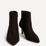 Secured Brown Faux Suede Stiletto Ankle Boots