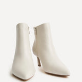 Secured Ivory Faux Leather Stiletto Ankle Boots