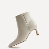 Secured Ivory Faux Leather Stiletto Ankle Boots