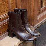 Selected Brown Block Heeled Ankle Boots