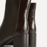 Selected Brown Block Heeled Ankle Boots