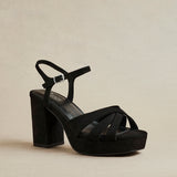 Selene Wide Fit Black Platform Heels