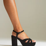 Selene Wide Fit Black Platform Heels