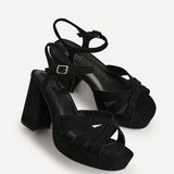 Selene Wide Fit Black Platform Heels