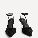 Serenade Black Beaded Mesh Court Heels