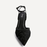 Serenade Black Beaded Mesh Court Heels