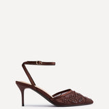 Serenade Brown Beaded Mesh Court Heels