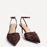 Serenade Brown Beaded Mesh Court Heels