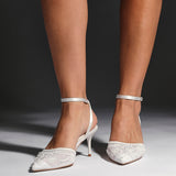 Serenade Bridal Ivory Beaded Mesh Court Heels