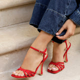 Serena Red Faux Suede High Heels