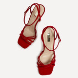 Serena Red Faux Suede High Heels