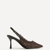 Serenity Brown Lace Court Heels