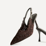 Serenity Brown Lace Court Heels