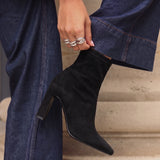 Series Black Faux Suede Heeled Ankle Boots