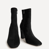 Series Black Faux Suede Heeled Ankle Boots