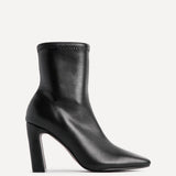 Series Black Faux Leather Heeled Ankle Boots