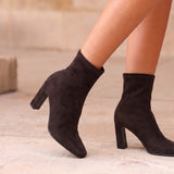 Series Brown Faux Suede Heeled Ankle Boots