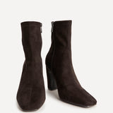 Series Brown Faux Suede Heeled Ankle Boots