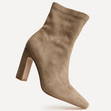 Series Mocha Faux Suede Heeled Ankle Boots