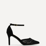 Serri Black Lycra Mesh Court Heels