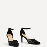 Serri Black Lycra Mesh Court Heels