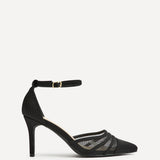 Serri Black Lycra Mesh Court Heels