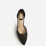 Serri Black Lycra Mesh Court Heels