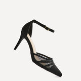 Serri Black Lycra Mesh Court Heels