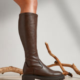 Hallie Brown Faux Leather Long Boots