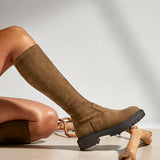 Hallie Tan Faux Suede Long Boots