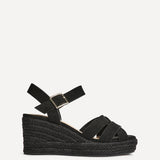Sheena Black Crossover Espadrille Wedges