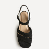 Sheena Black Crossover Espadrille Wedges