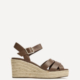 Sheena Brown Crossover Espadrille Wedges