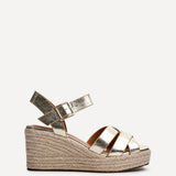 Sheena Gold Crossover Espadrille Wedges