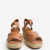 Sheena Tan Crossover Espadrille Wedges