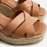 Sheena Tan Crossover Espadrille Wedges