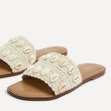 Shell Natural Embellished Slider Sandals