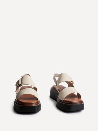 Shift Beige Faux Leather Flatform Sandals