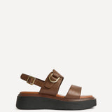 Shift Brown Faux Leather Flatform Sandals