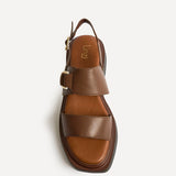 Shift Brown Faux Leather Flatform Sandals