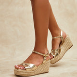 Sian Wide Fit Gold Wedges