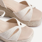 Sian Wide Fit Nude Canvas Wedges